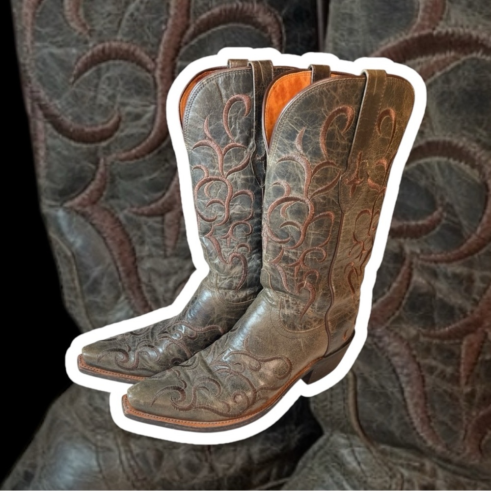 RARE Lucchese Olive Teal Leather Cowgirl Boots
Size 8.  Excellent condition!